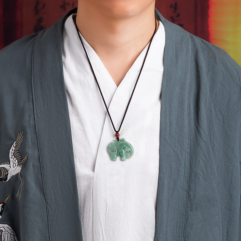 Elephant Jade Luck Strength Necklace String Pendant - Image 4