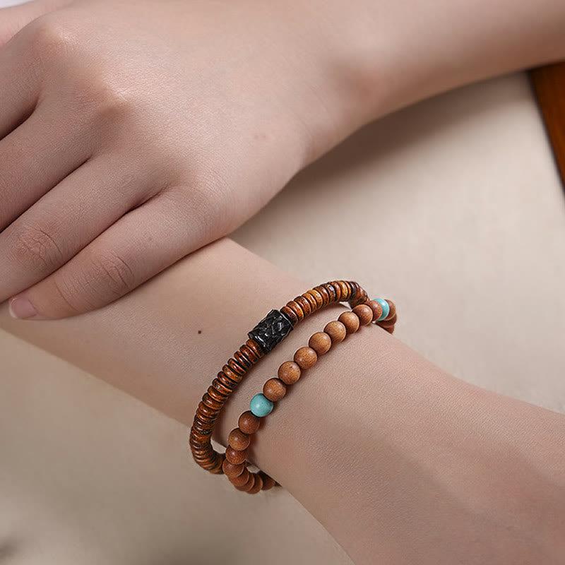 Sandalwood Turquoise Protection Double Wrap Bracelet - Image 9