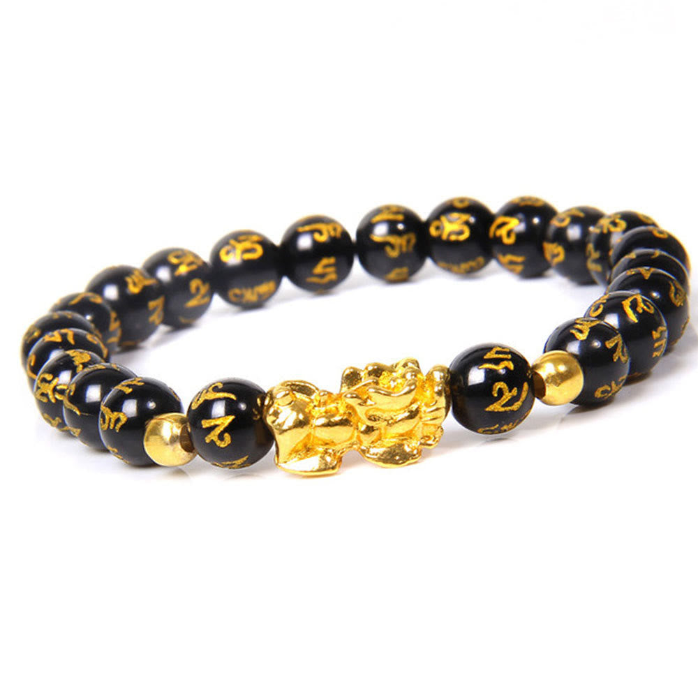 FengShui Lucky Pixiu Obsidian Wealth Bracelet