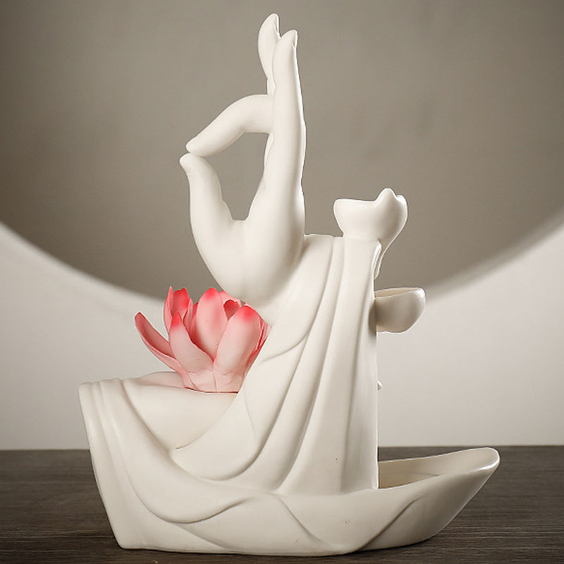 Buddha StonesTibetan Lotus Blessing Incense Burner Decoration - Image 13