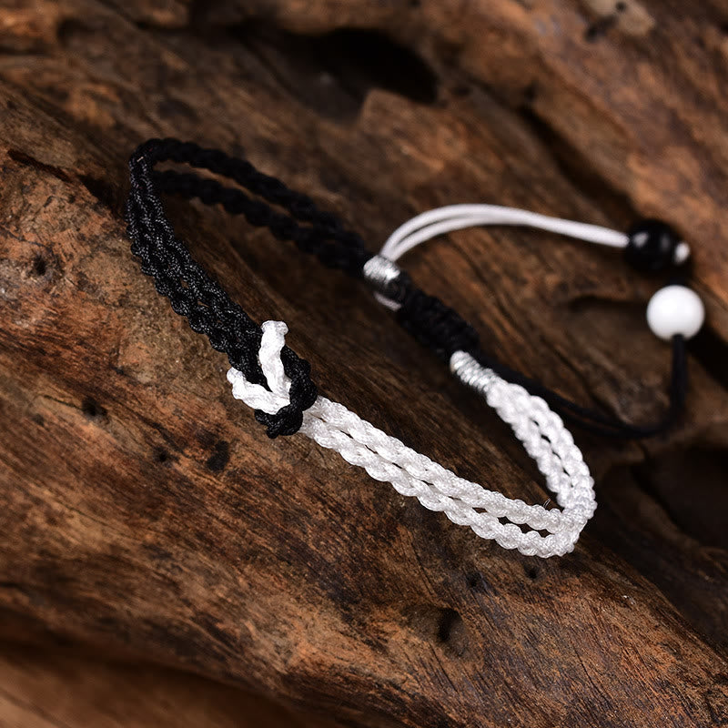 Handmade Black White Rope Braided Healing Bracelet - Image 3