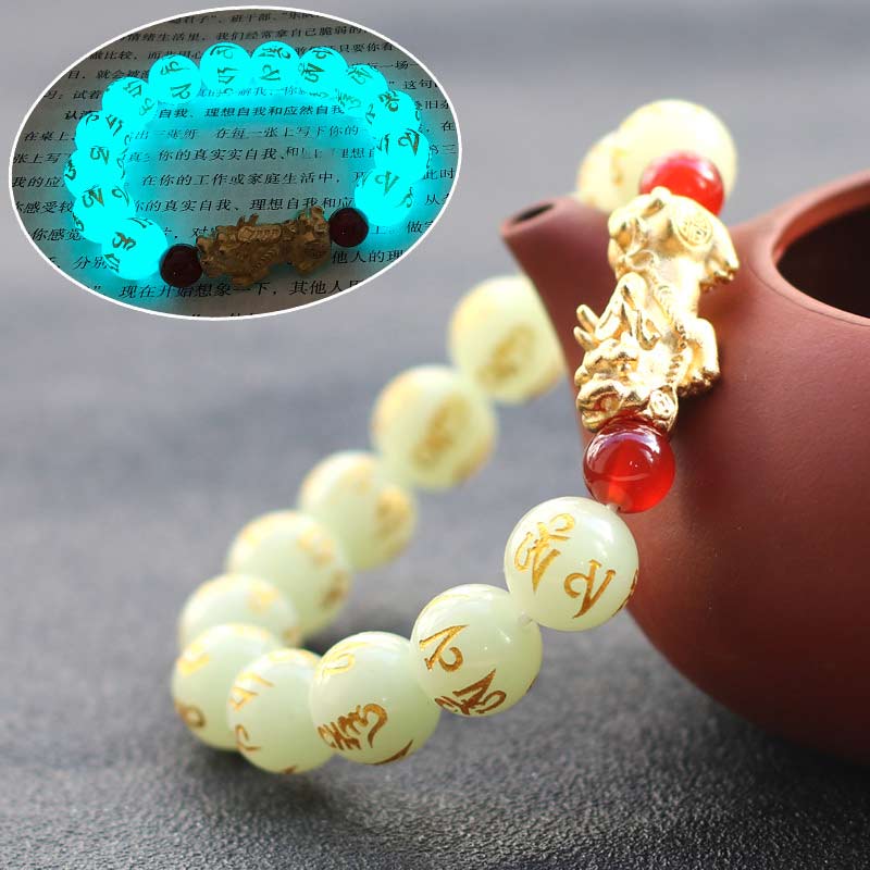 FengShui Lucky Pixiu Glowstone Wealth Bracelet