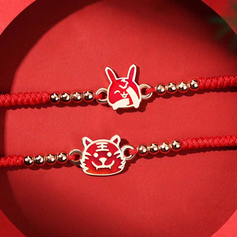 925 Sterling Silver Chinese Zodiac Luck Faith Discolor Red String Bracelet - Image 6