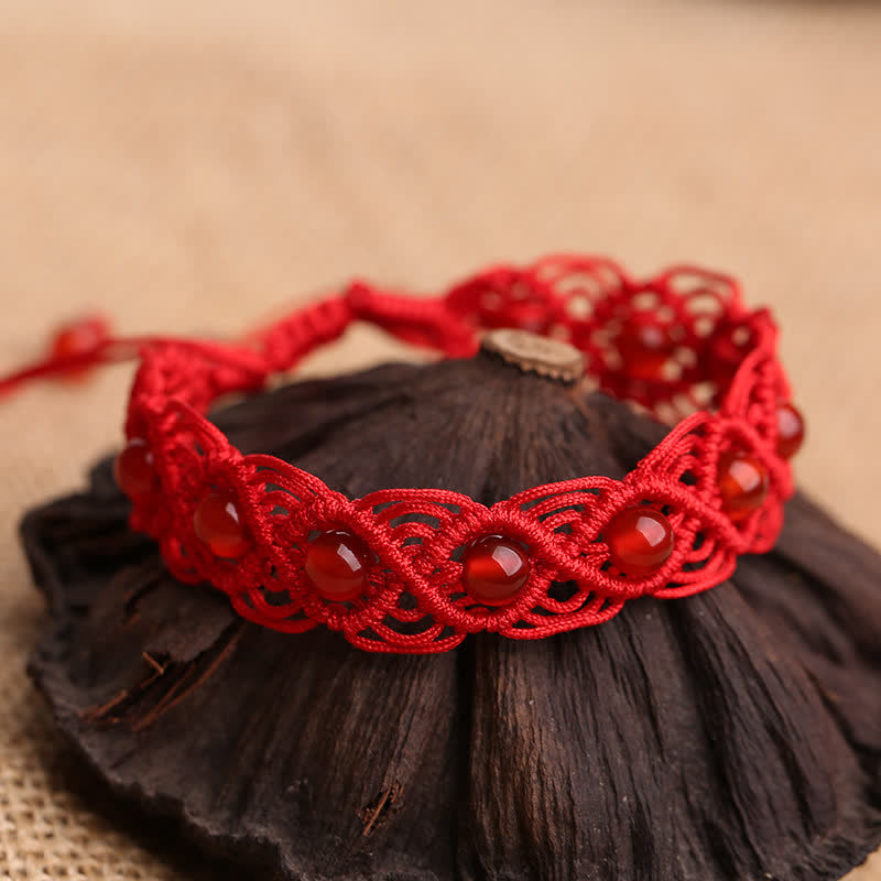 Red Agate Confidence Red String Bracelet