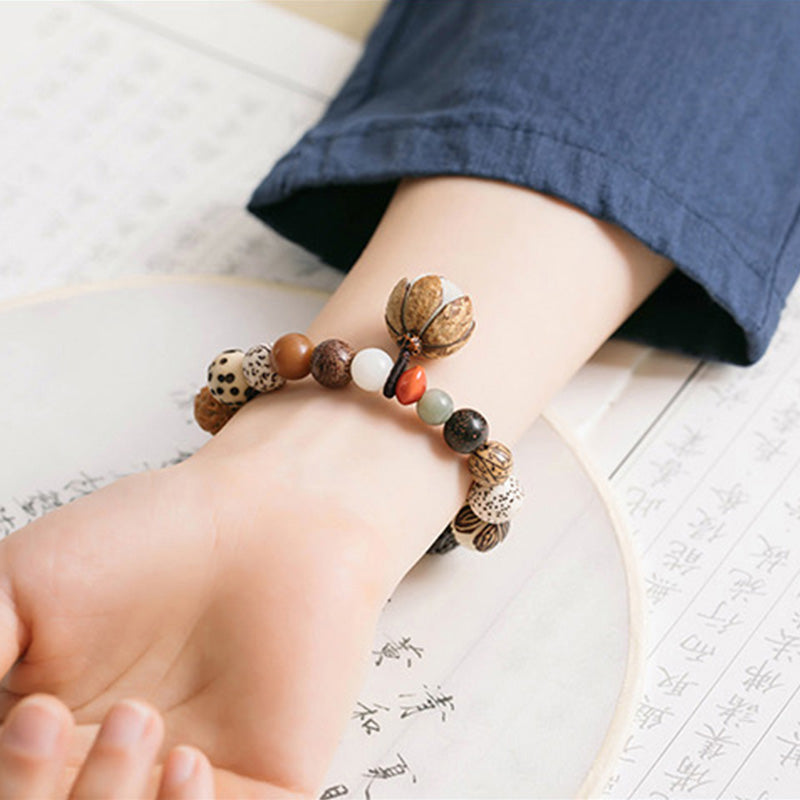Bodhi Seed Lotus Wisdom Peace Wrist Mala Bracelet - Image 3