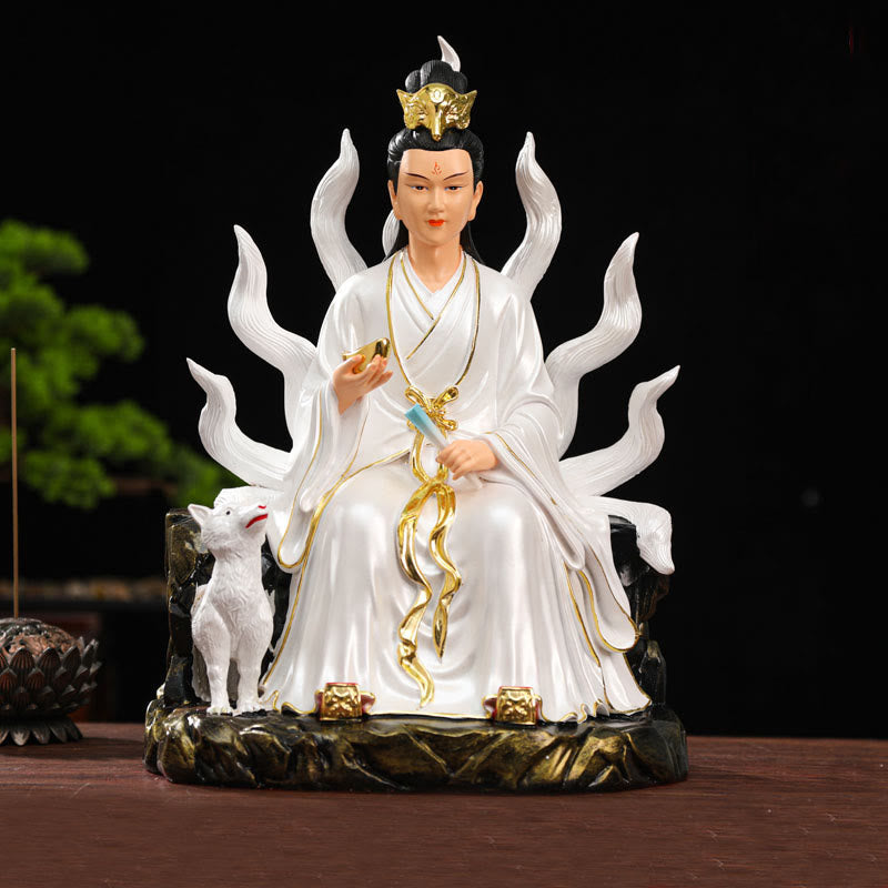 Nine Tailed Fox Fairy Luck Protection Resin Home Decoration - Image 5