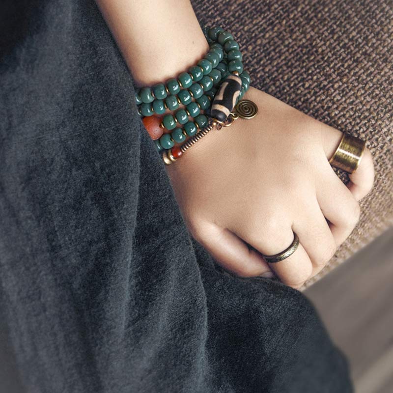 108 Mala Beads Bodhi Seed Dzi Bead Wisdom Bracelet - Image 4