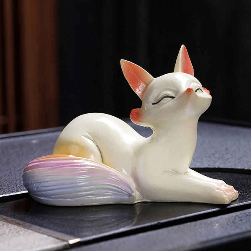 Color Changing Small Cute Fox Tea Pet Resin Home Figurine Decoration - Image 3