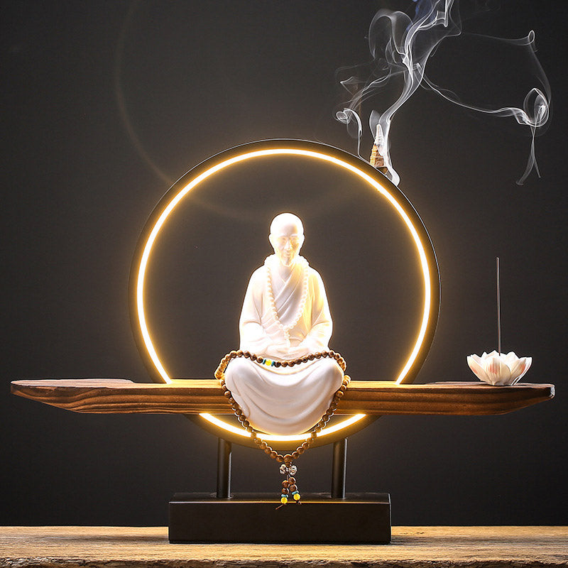 Buddha Avalokitesvara Ceramic Lotus Relaxation Incense Burner Decoration - Image 22