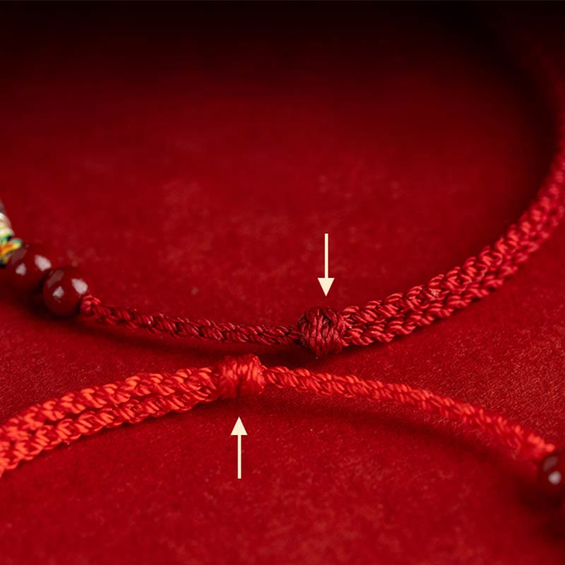 925 Sterling Silver Koi Fish Cinnabar Bead Wealth Handcrafted Braided Bracelet Anklet - Image 17