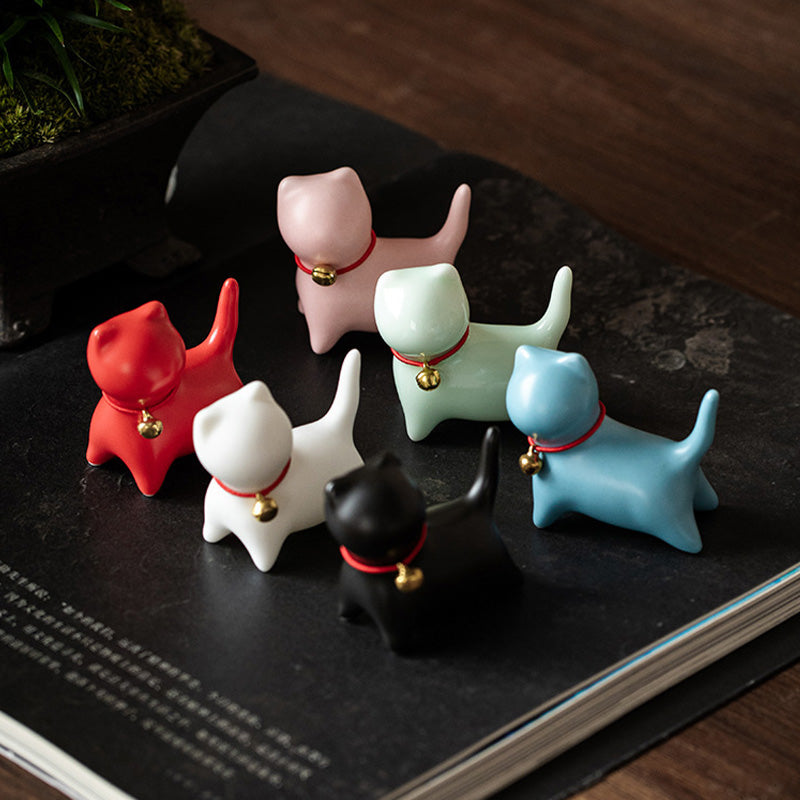 Mini Small Cute Cat Tea Pet Ceramic Home Desk Figurine Decoration - Image 14