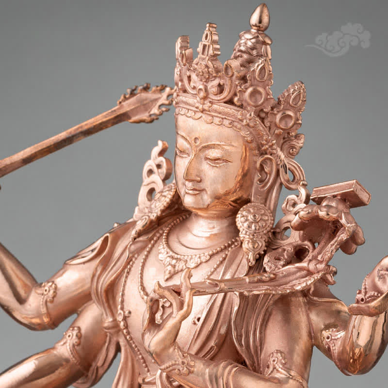 Four-armed Manjusri Bodhisattva Figurine Serenity Copper Statue Decoration - Image 6