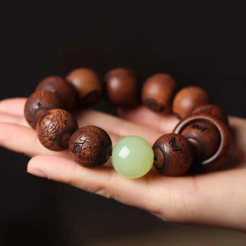 Tibetan Rosewood Engraving Tiger Protection Bracelet - Image 3