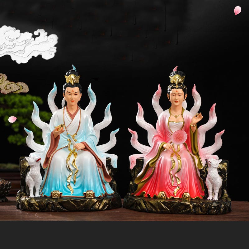 Nine Tailed Fox Fairy Luck Protection Resin Home Decoration