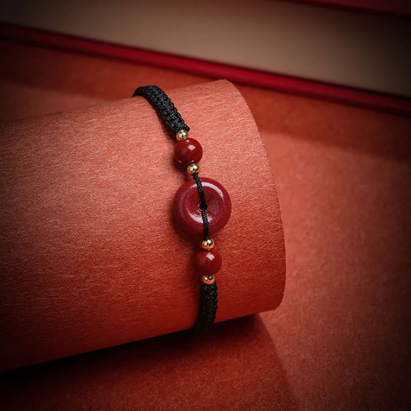 Natural Cinnabar Peace Buckle Blessing String Bracelet - Image 12