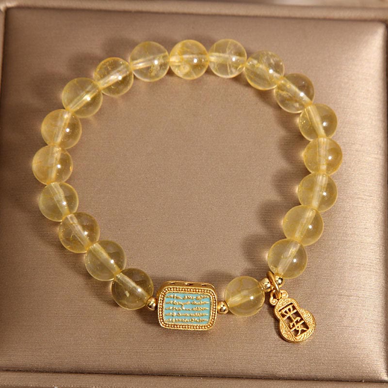 Natural Citrine Five Scriptures Generosity Bracelet - Image 4