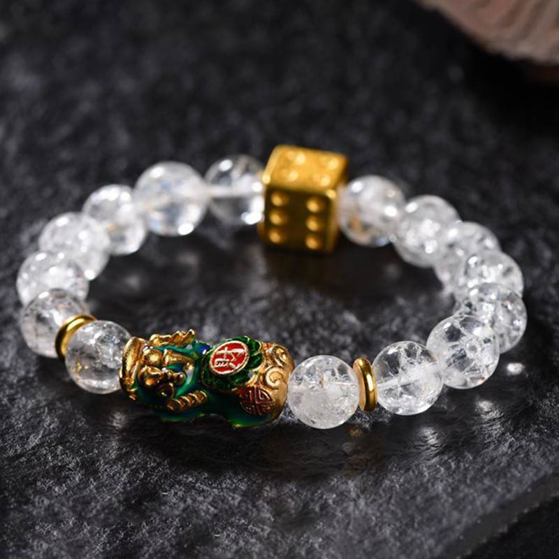 Color-Changing Pixiu White Crystal Dice Wealth Bracelet - Image 3
