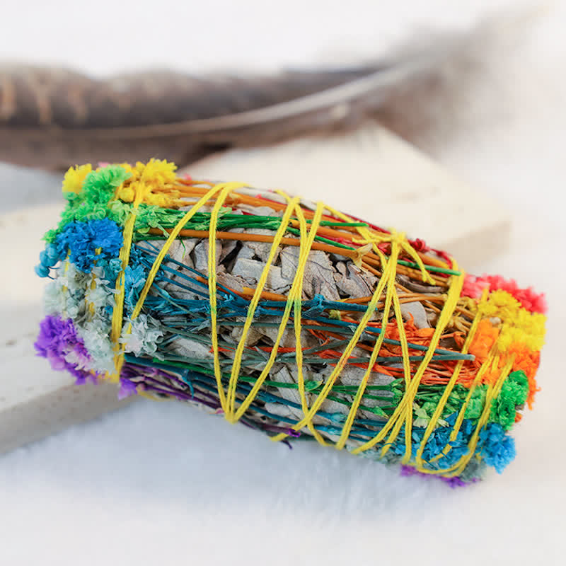 Red Rose Forget-me-not Colorful Daisy Smudge Stick for Home Cleansing Incense Healing Meditation Smudge Sticks Rituals - Image 11