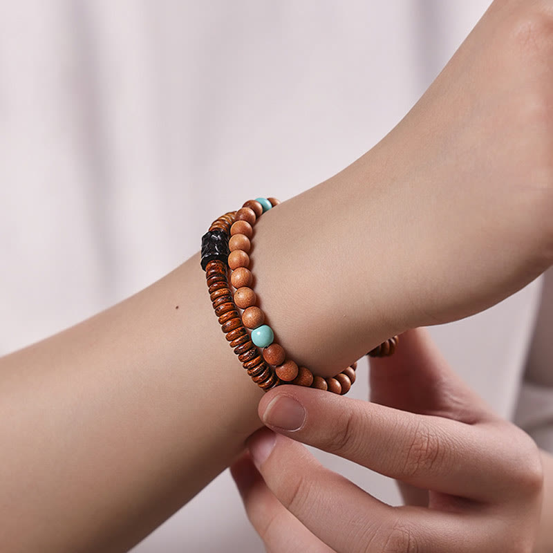 Sandalwood Turquoise Protection Double Wrap Bracelet - Image 7