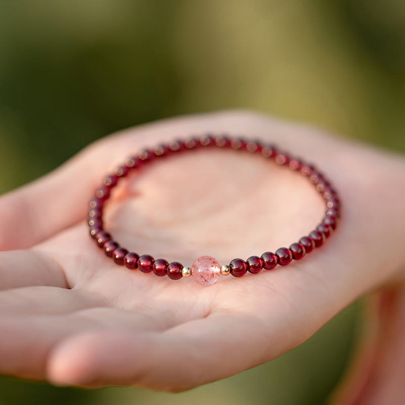 Natural Garnet Strawberry Quartz Calm Bracelet - Image 3