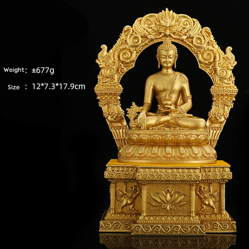 Shakyamuni Amitabha Medicine Buddha Figurine Serenity Copper Statue Home Decoration - Image 9