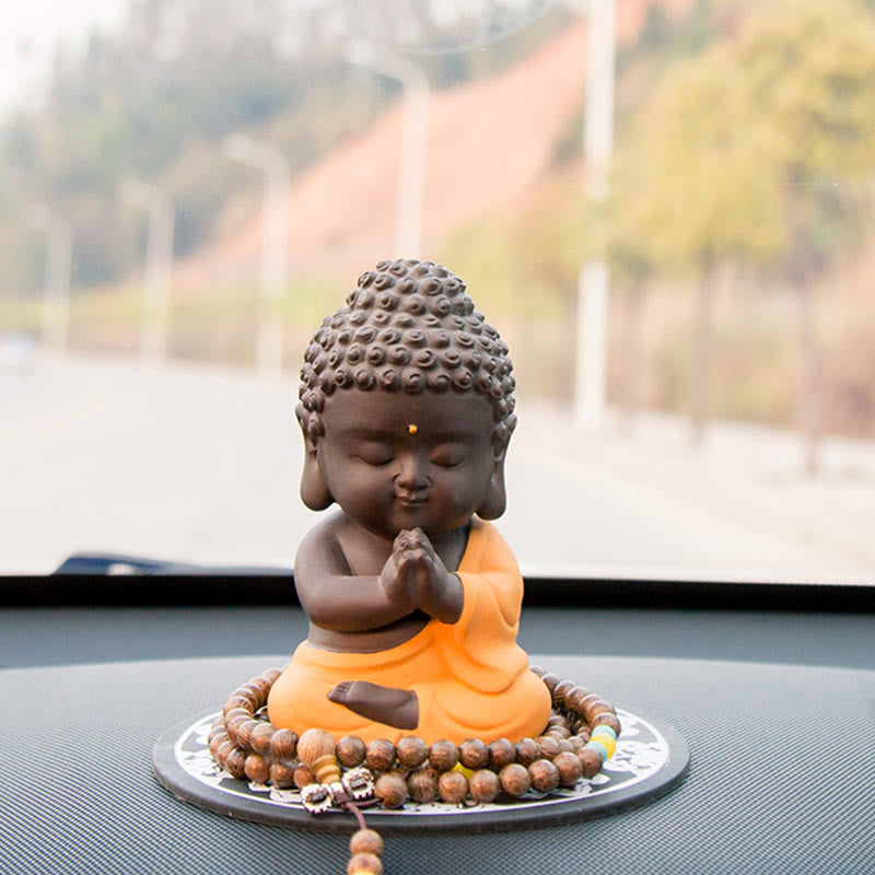 Small Buddha Serenity Purple Clay Home Desk Decoration - Image 19