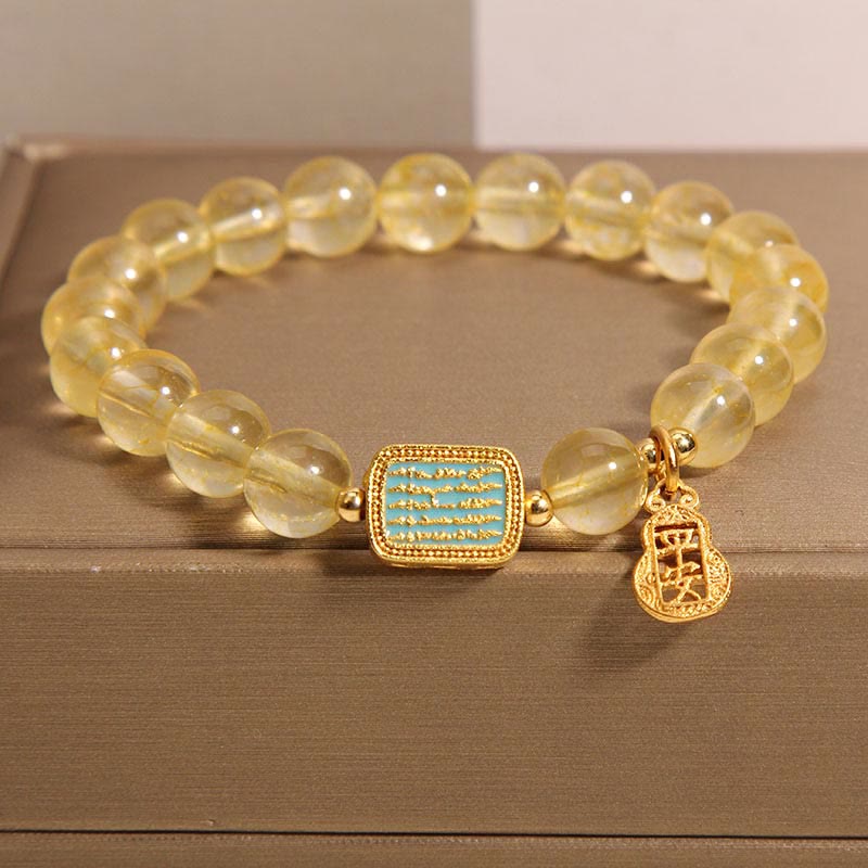 Natural Citrine Five Scriptures Generosity Bracelet