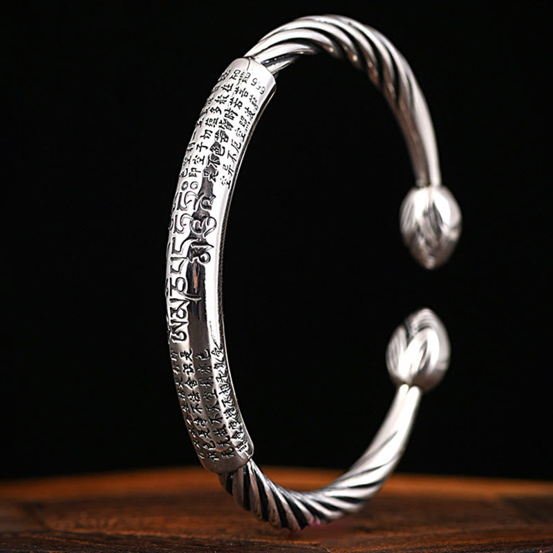 Tibetan Om Mani Padme Hum Heart Sutra Purity Cuff Bracelet - Image 10