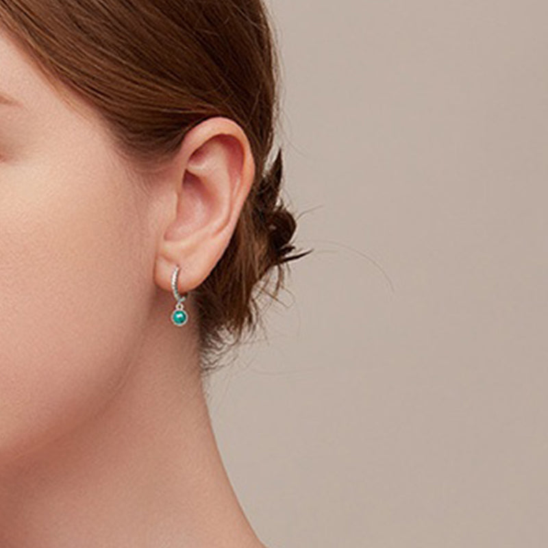 925 Sterling Silver Round Malachite Anti-Anxiety Drop Earrings - Image 5