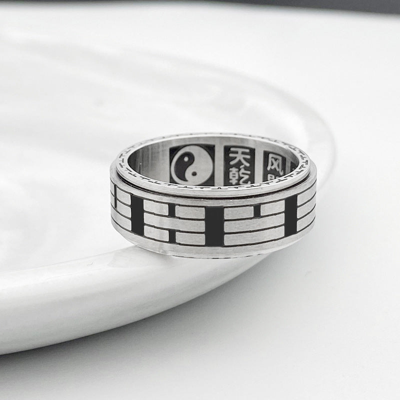 Bagua Yin Yang Titanium Steel Balance Rotatable Ring - Image 8