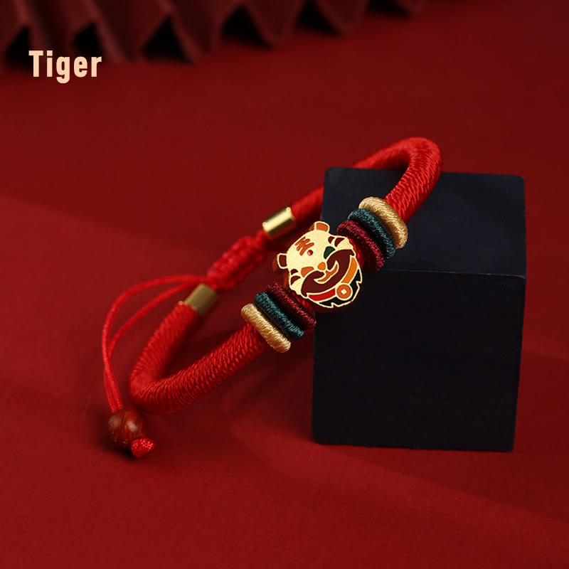 Handmade 925 Sterling Silver Year of the Dragon Cute Chinese Zodiac Luck Braided Red Bracelet - Image 13