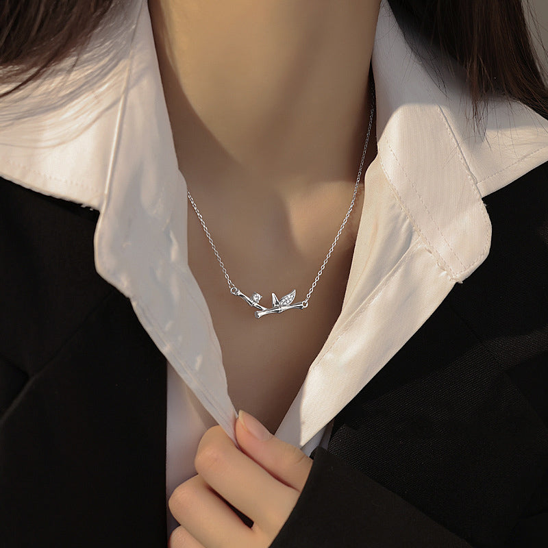 Bamboo Leaf Design Copper Zircon Wealth Necklace Pendant - Image 11