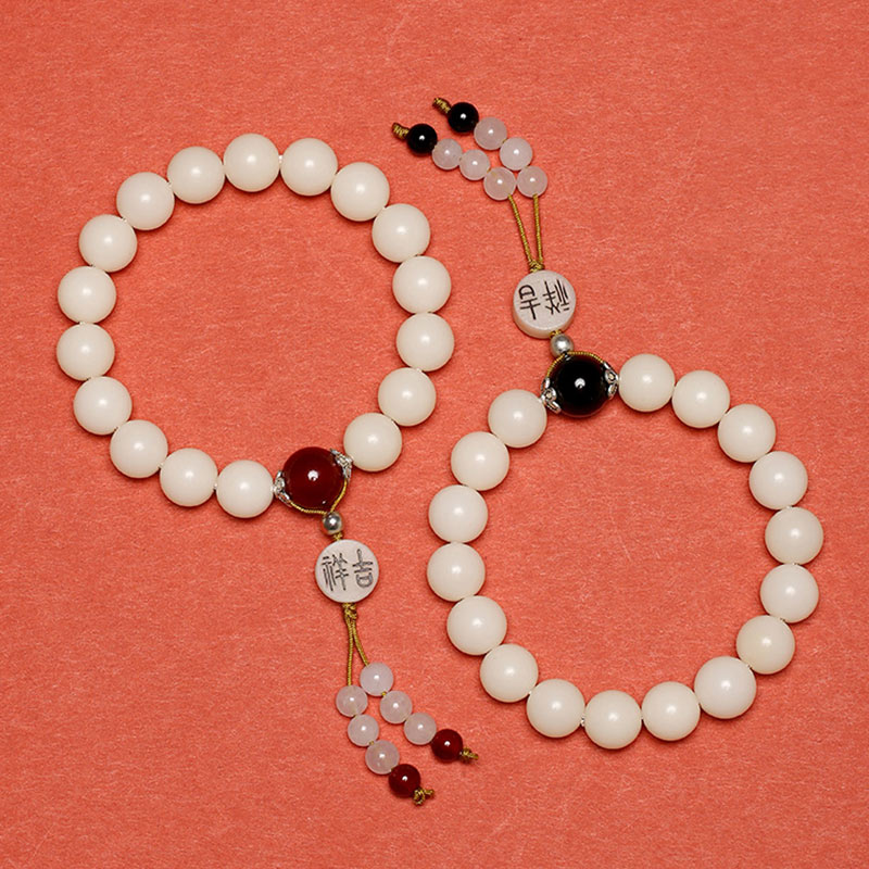 Bodhi Seed Red Agate Black Obsidian Pink Crystal Rutilated Quartz Peace Wrist Mala Bracelet - Image 16