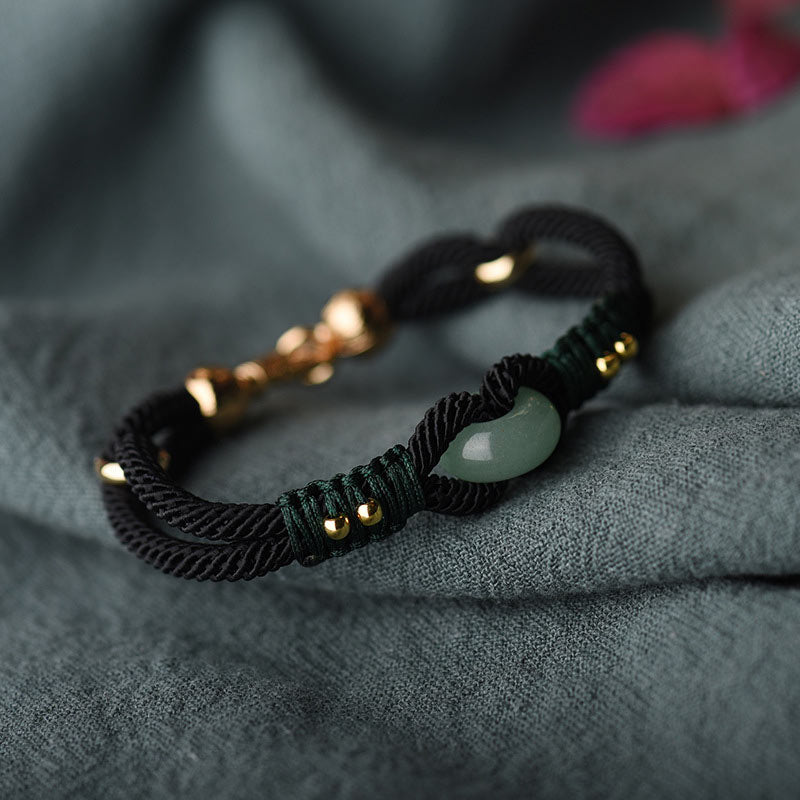 Tibetan Jade Lucky Black Rope Couple Bracelet