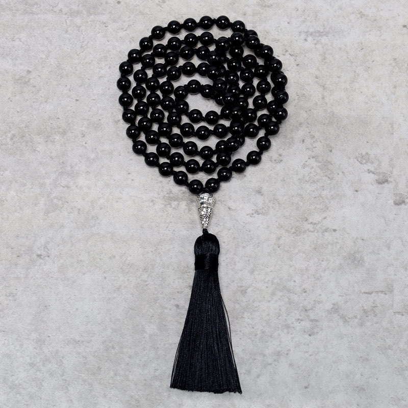 108 Mala Black Onyx Beads Yoga Meditation Prayer Beads Necklace