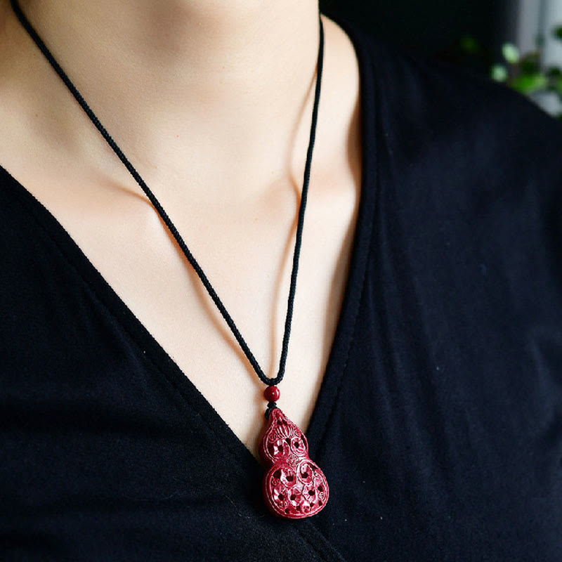 Laughing Buddha Yin Yang Chinese Zodiac Gourd Natural Cinnabar Blessing Necklace Pendant - Image 28