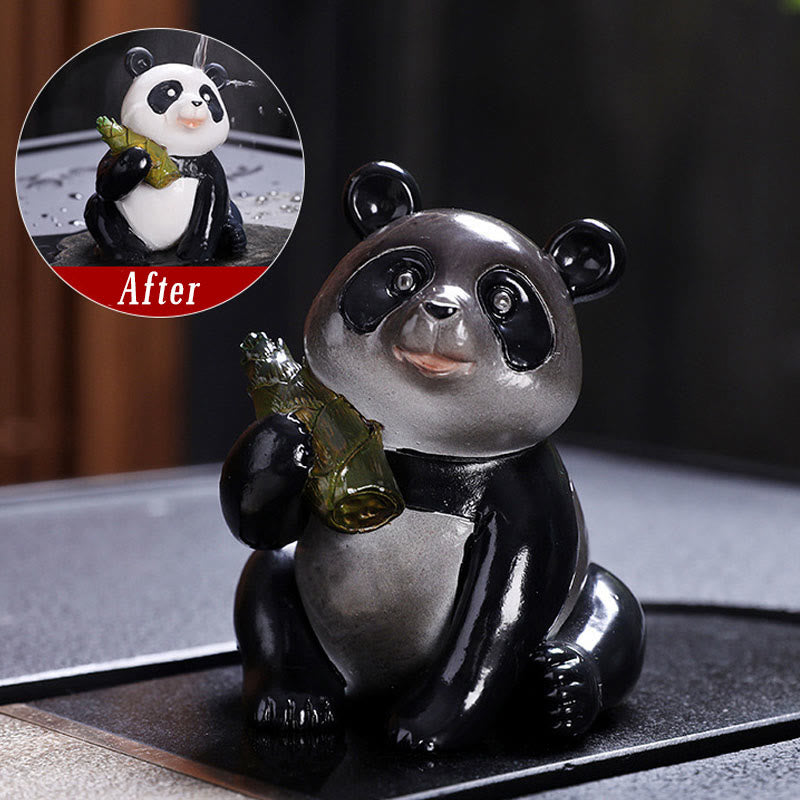 Color Changing Small Cute Panda Bamboo Tea Pet Resin Home Figurine Decoration - Image 6