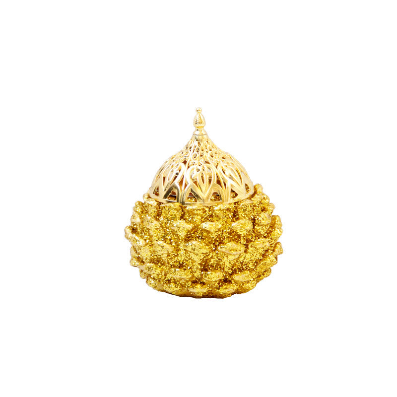 Gold Pine Cone Pattern Spiritual Rituals Mini Incense Burner Home Tabletop Decor - Image 21