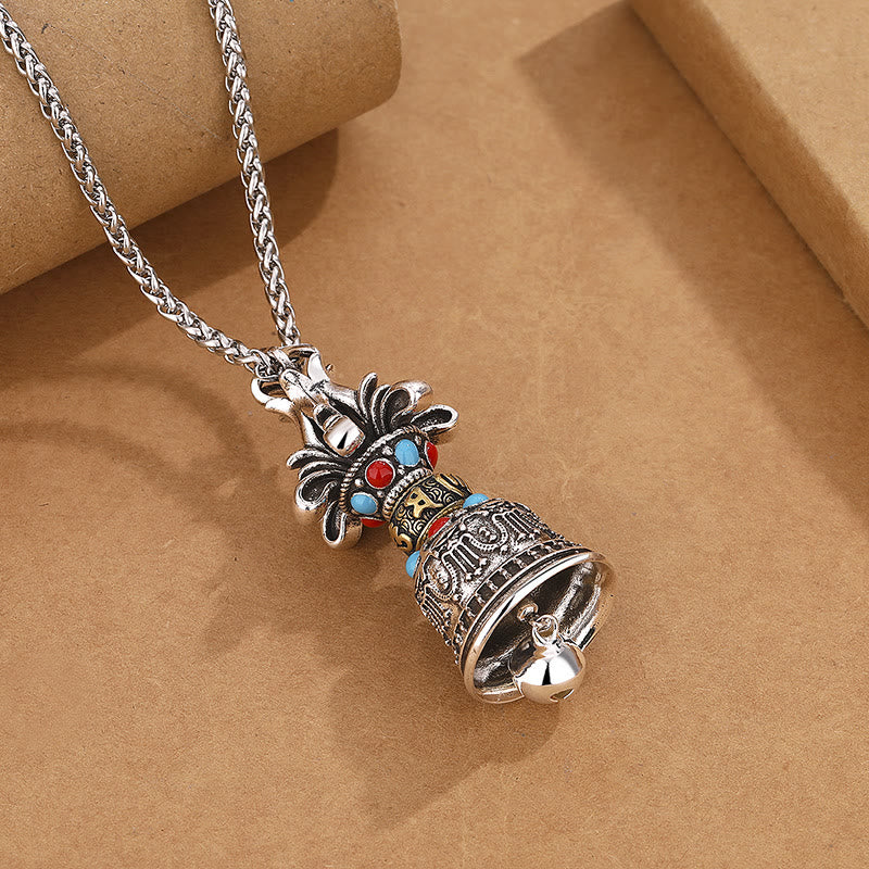 Tibetan Om Mani Padme Hum Dorje Vajra Bell Strength Necklace Pendant - Image 3