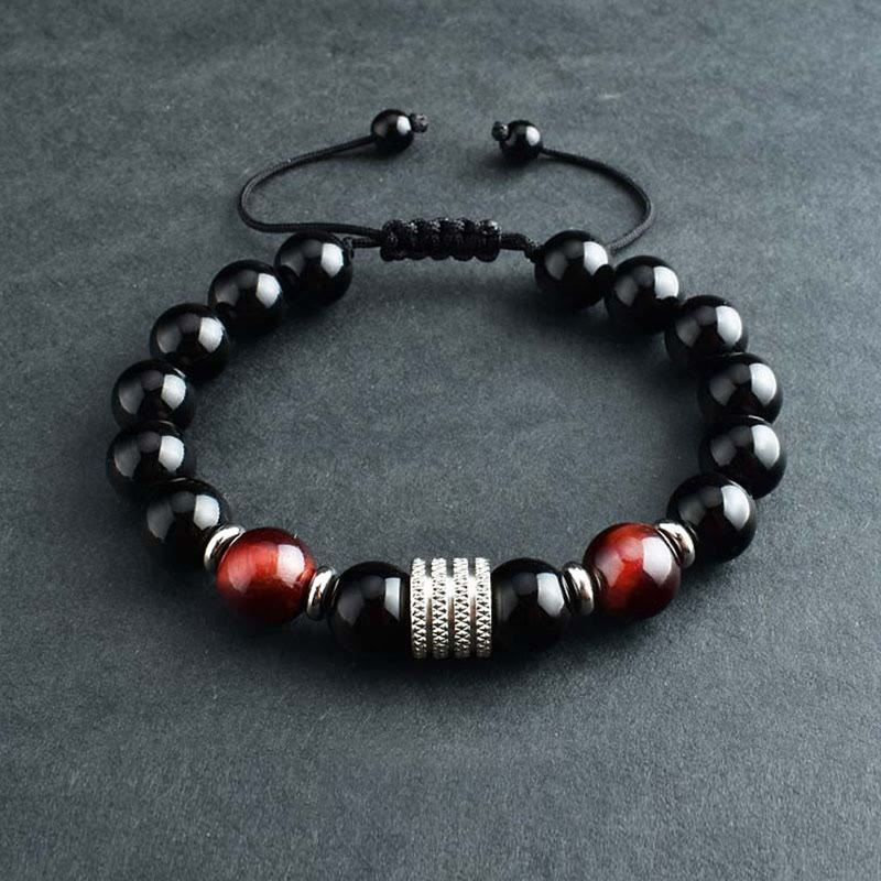 Natural Black Obsidian Tiger Eye Strength Fulfillment Bracelet - Image 12