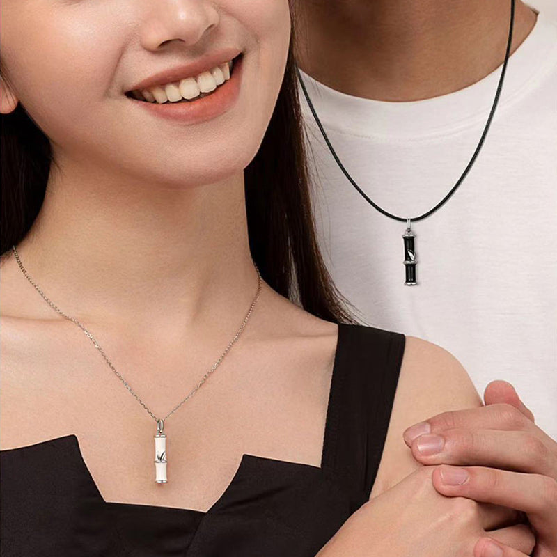 Bamboo Design Copper Luck Couple Necklace Pendant - Image 9