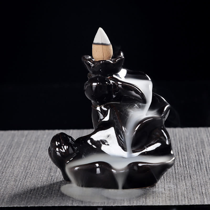 Handcrafted Waterfall Incense Holder Backflow Cone Ceramic Burner - Image 3