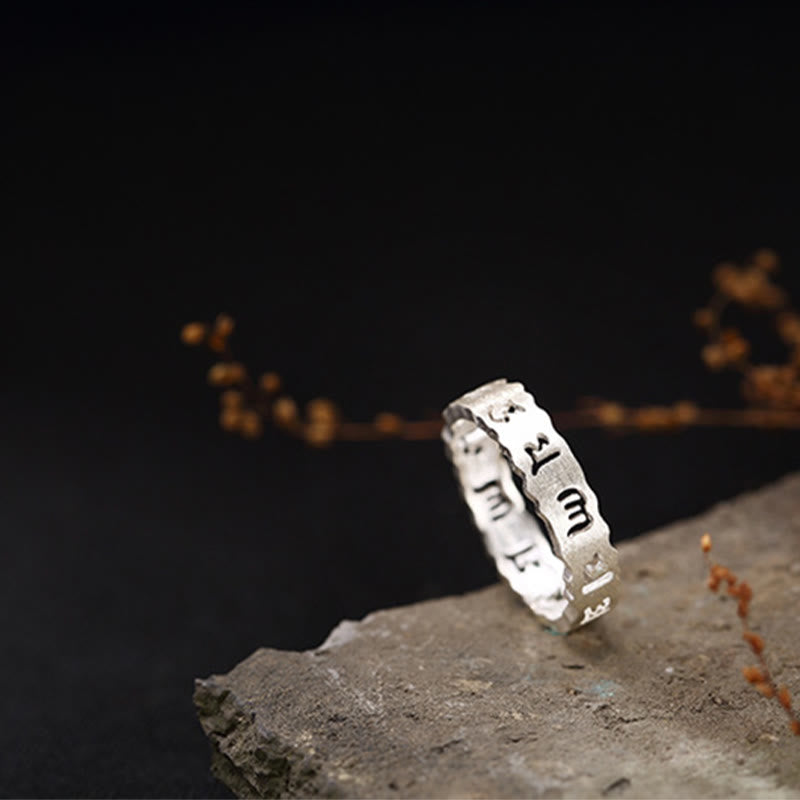 Tibetan 925 Sterling Silver Om Mani Padme Hum Peace Hollow Ring - Image 6