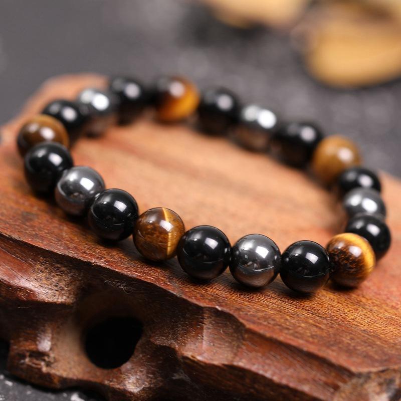 Triple Protection Bracelet - Tiger’s Eye, Obsidian, Hematite - Image 3