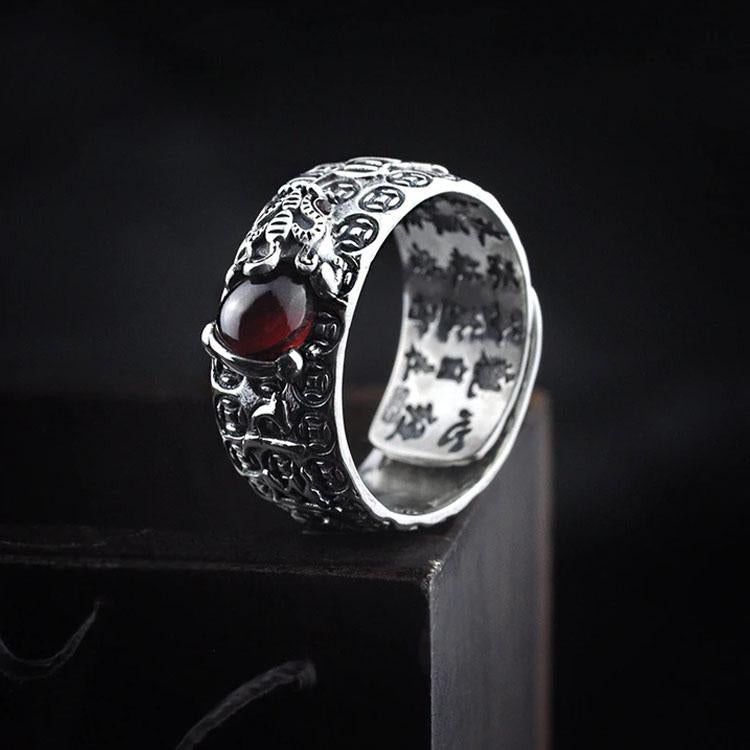 Natural Garnet Pixiu Ring - Feng Shui Wealth Ring - Image 12