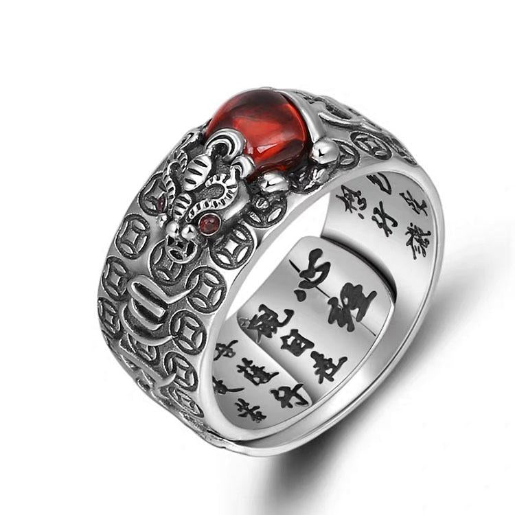 Natural Garnet Pixiu Ring - Feng Shui Wealth Ring - Image 14
