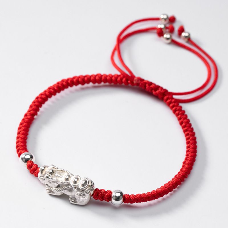 Red String Silver Pixiu Bracelet - Attract Windfall Luck - Image 6