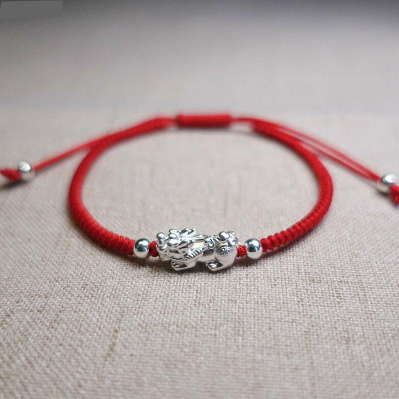 Red String Silver Pixiu Bracelet - Attract Windfall Luck - Image 5