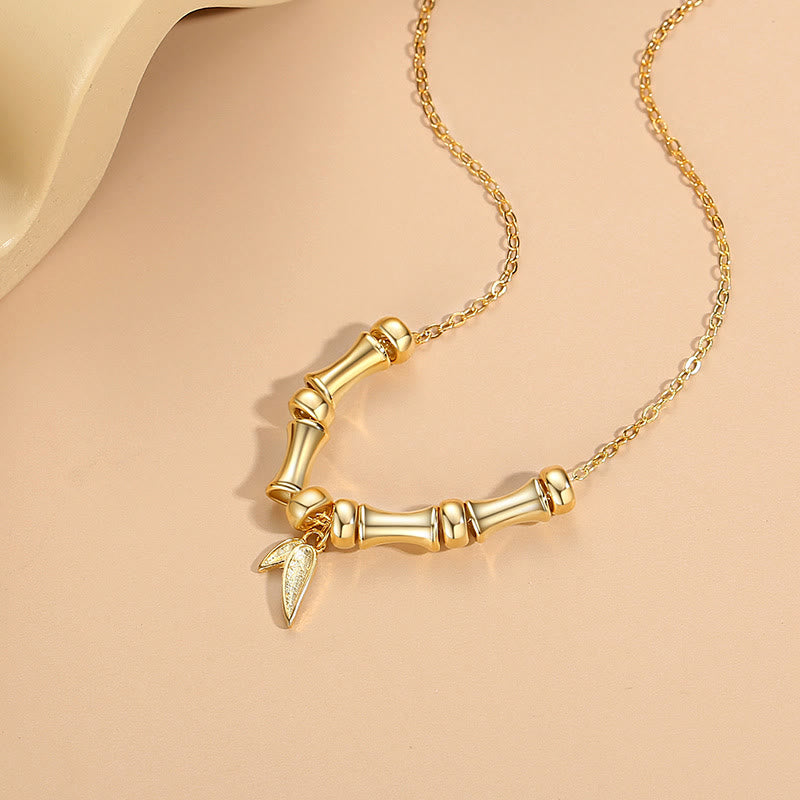 Golden Bamboo Pattern Titanium Steel Wealth Necklace Pendant - Image 5