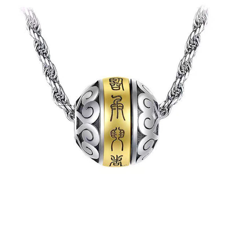 Taoist Nine-Character Mantra Engraved Amulet Balance Necklace Rotatable Pendant - Image 3